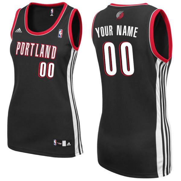 Adidas Portland Trail Blazers Women Custom Replica Road Black NBA Jersey->customized nba jersey->Custom Jersey